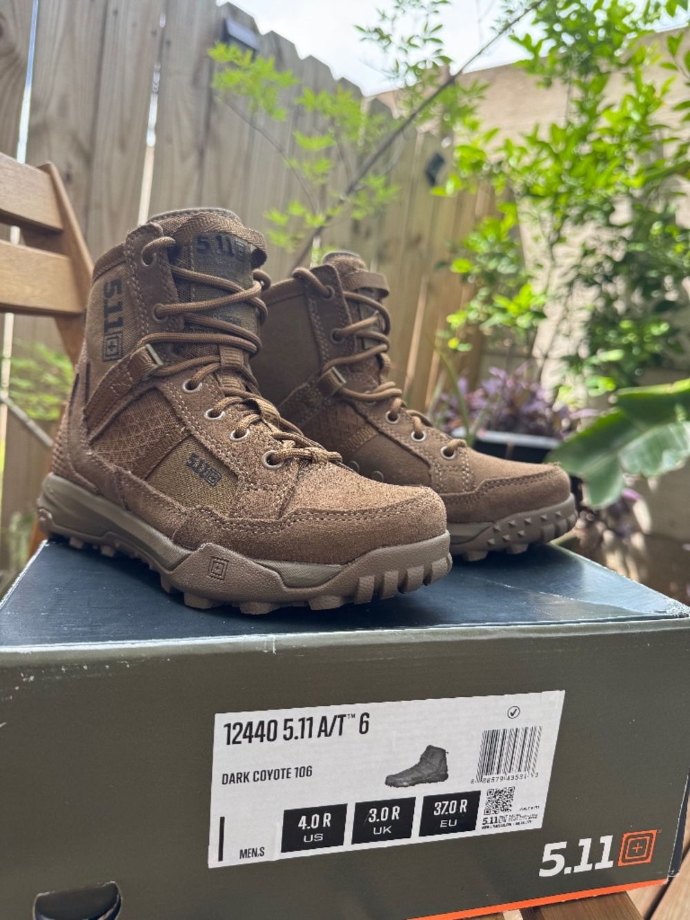 5.11 Tactical A/T 6" Boots - DARK COYOTE color UNISEX - Men’s sz 4R/Women’s sz 6